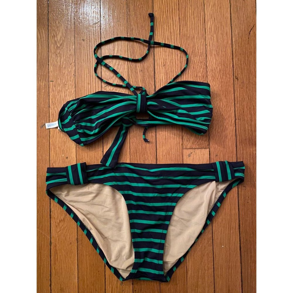 Ladies Medium J.Crew 2pc Stripe Bikini Set - image 1